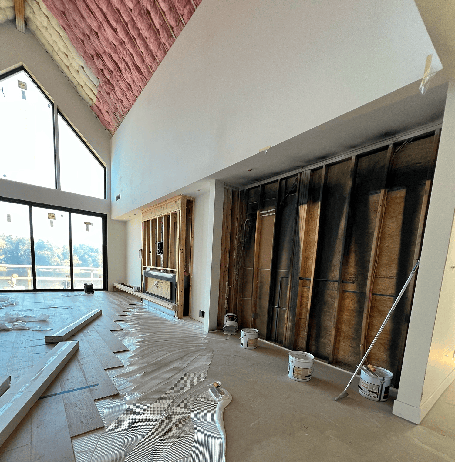 130 N Main - Fireplace wall buildout process 1